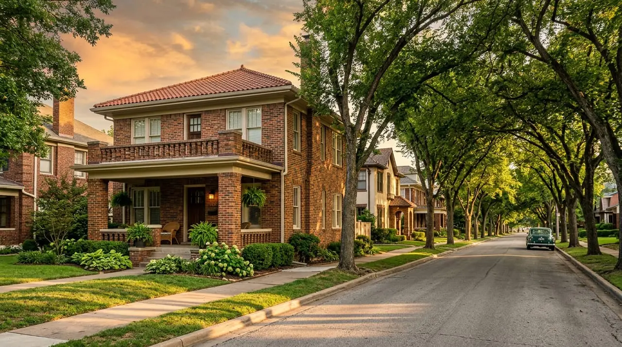 Historic 1920s-1940s homes on a quiet street in Ryan Place near TCU and Overton Park in Fort Worth
